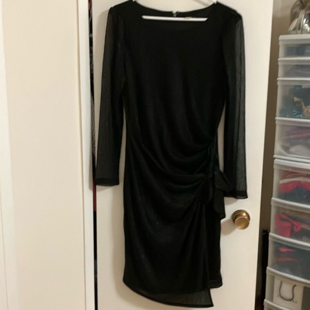 TOMMY HILFIGER LONG-SLEEVE METALLIC DRESS Size 14